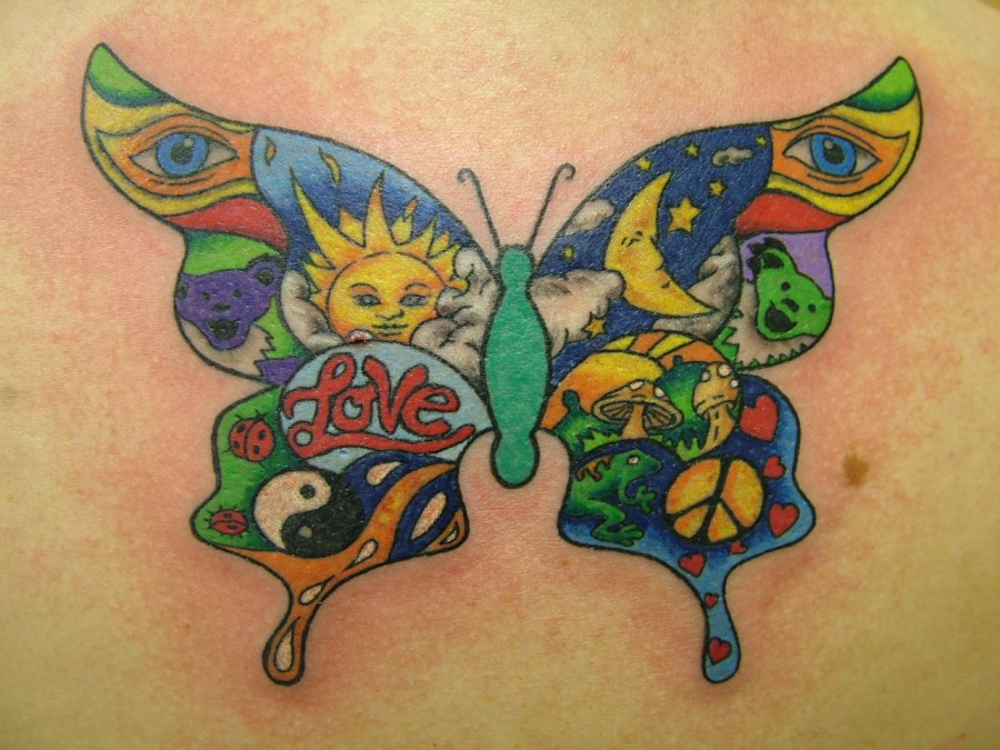 borboleta psicodelica tattoo