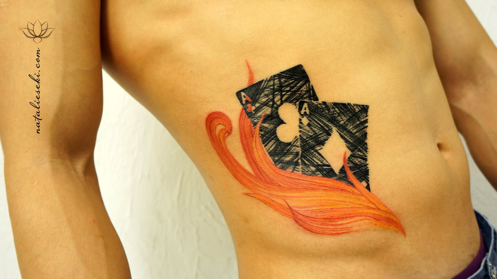 Baralho Legal símbolo da tatuagem de desenho animado fogo
