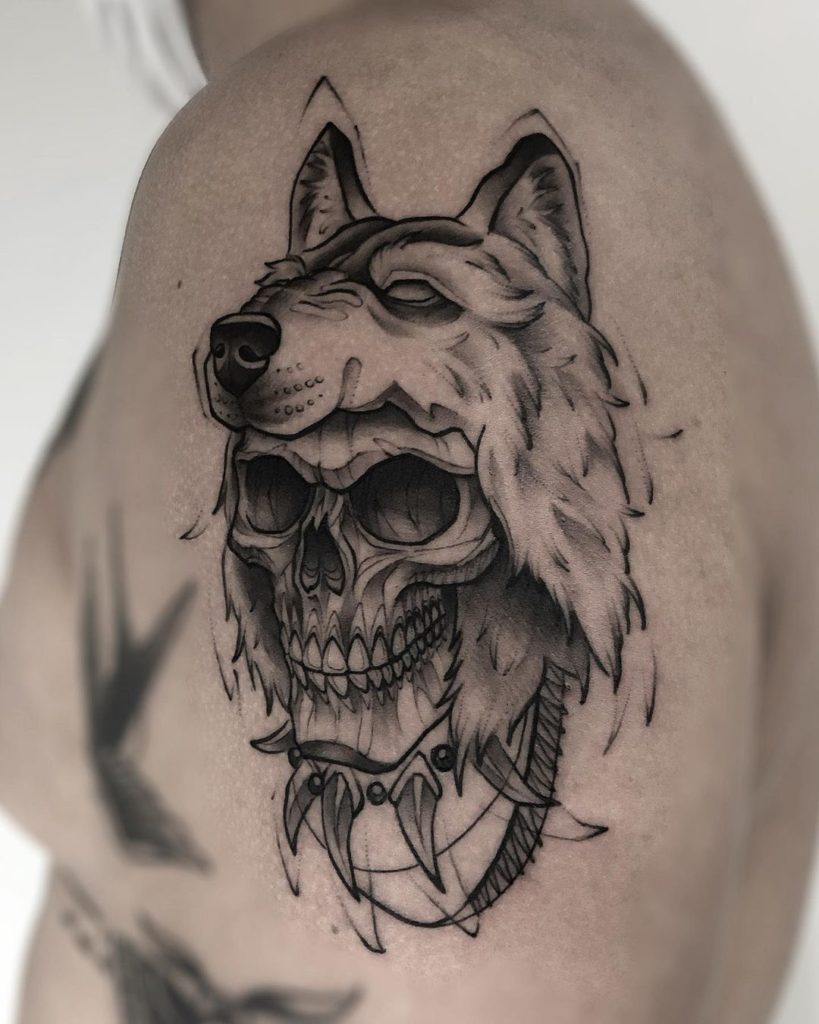 caveira lobo tattoo