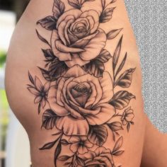 tatuagem folhas e flores