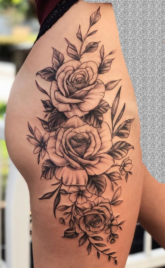 tatuagem folhas e flores