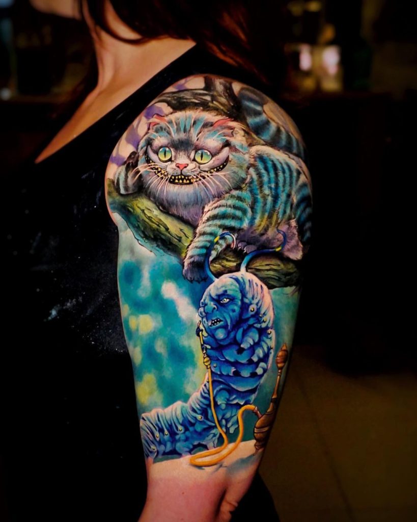 gato lagarto alice tattoo
