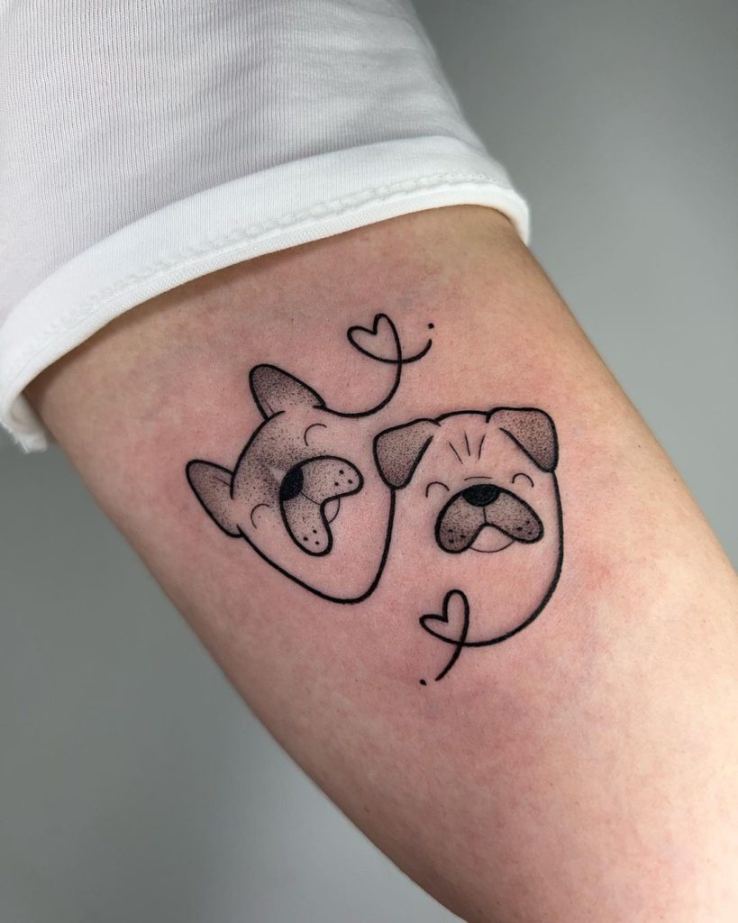 two dogs dots tattoo