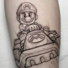 mario cart tattoo line