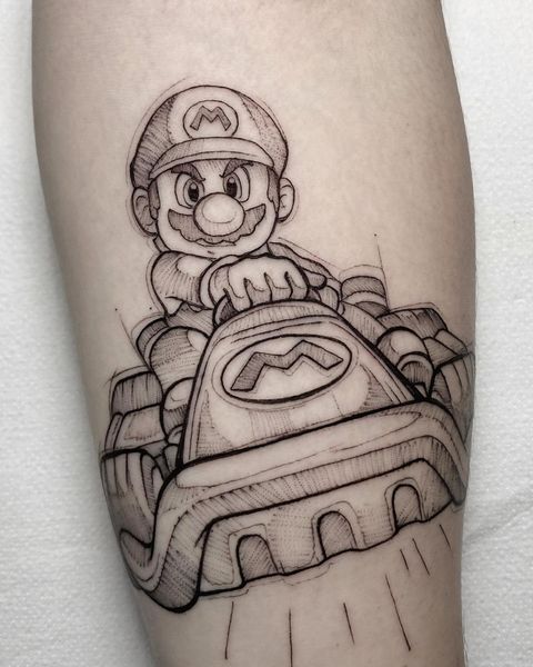 mario cart tattoo line