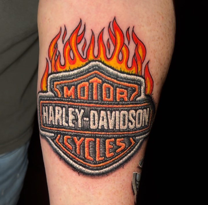 motor harley davidson tattoo patch