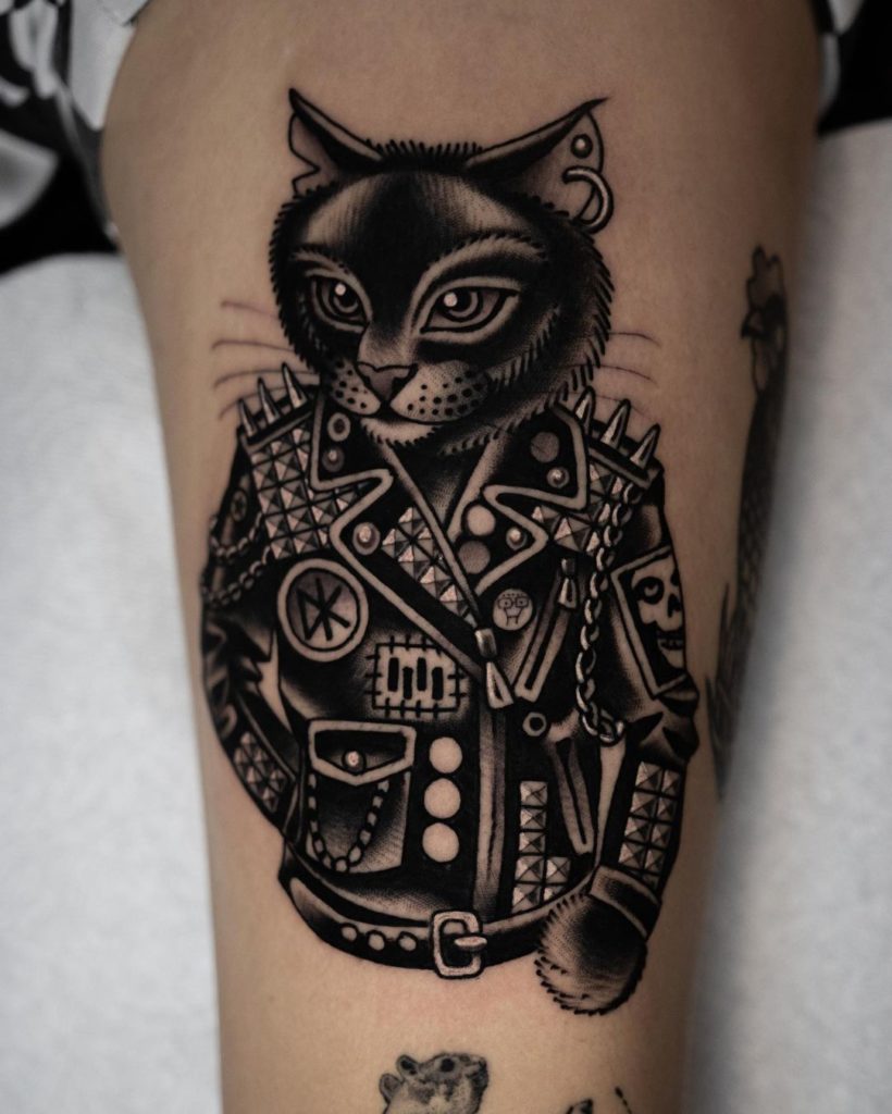 punk cat tattoo
