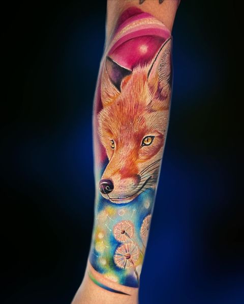 raposa colorida tatuagem