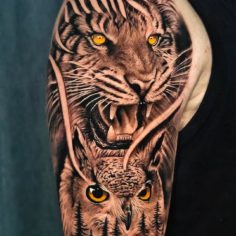 tigre e coruja tattoo