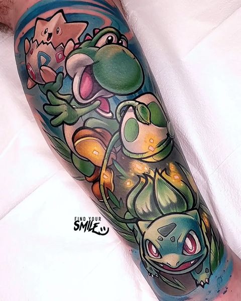 togepi yoshi bulbasaur tattoo