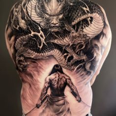 warrior dragon oriental tattoo