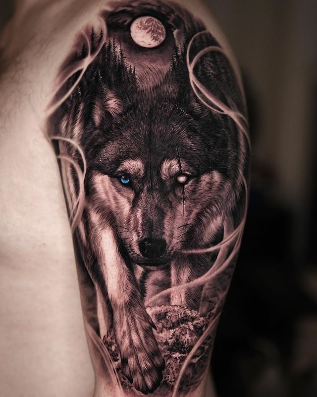 wolf tattoo by sumok