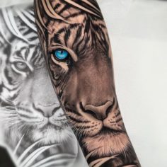 tigre meia face tattoo