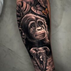 baby gorila elephant tattoo